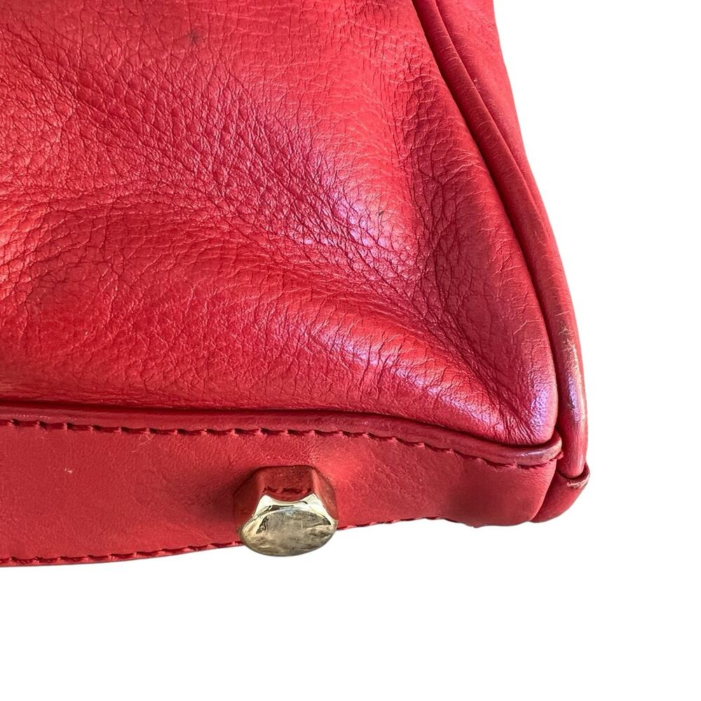 Rebecca Minkoff Orange Red Leather Crossbody Bag 4 Zipper Gold Chain Pockets - Picture 13 of 16